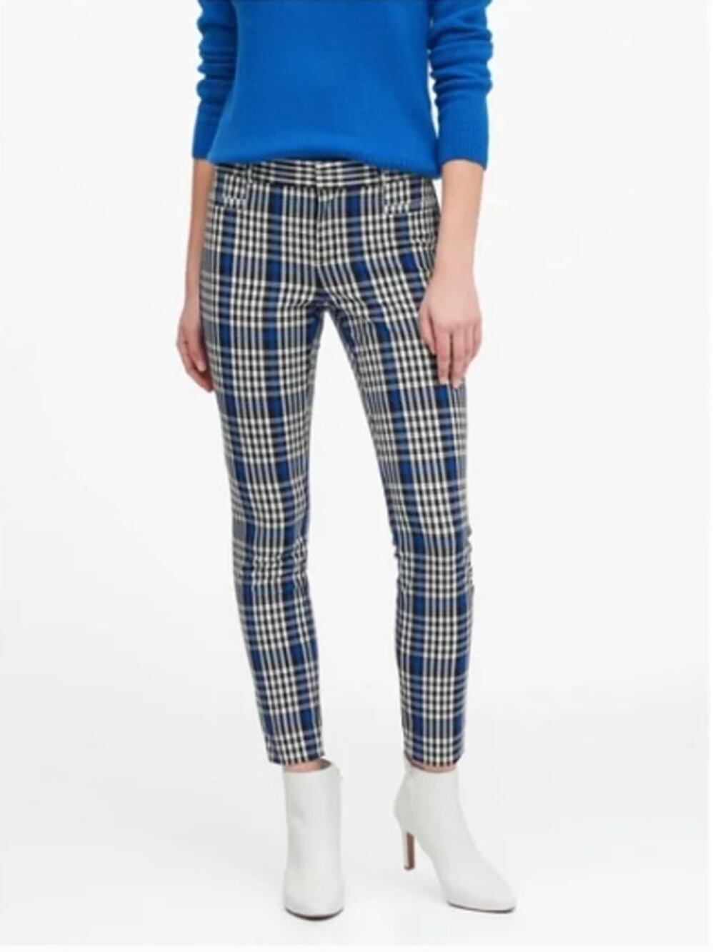 BANANA REPUBLIC NWT Modern Bi Stretch Classic Sloan Plaid Pants // 20